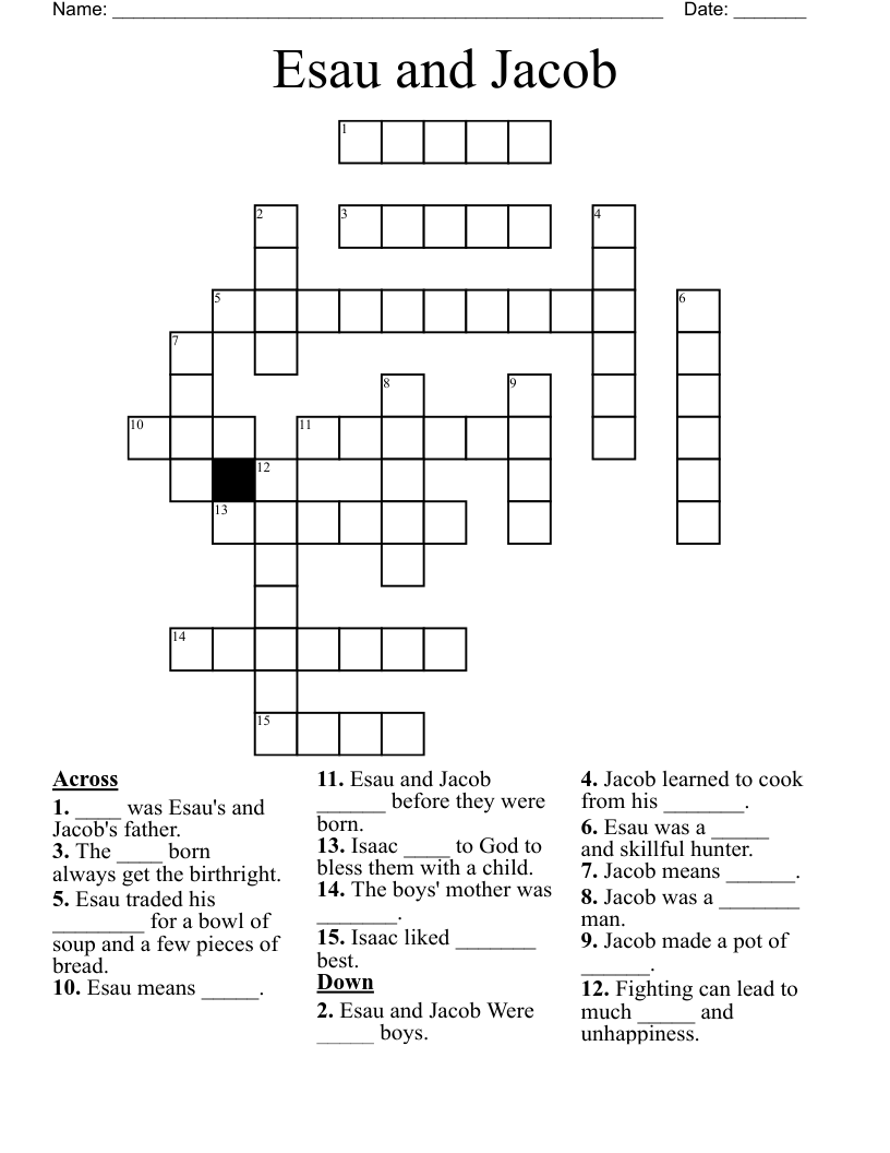 Esau and Jacob Crossword