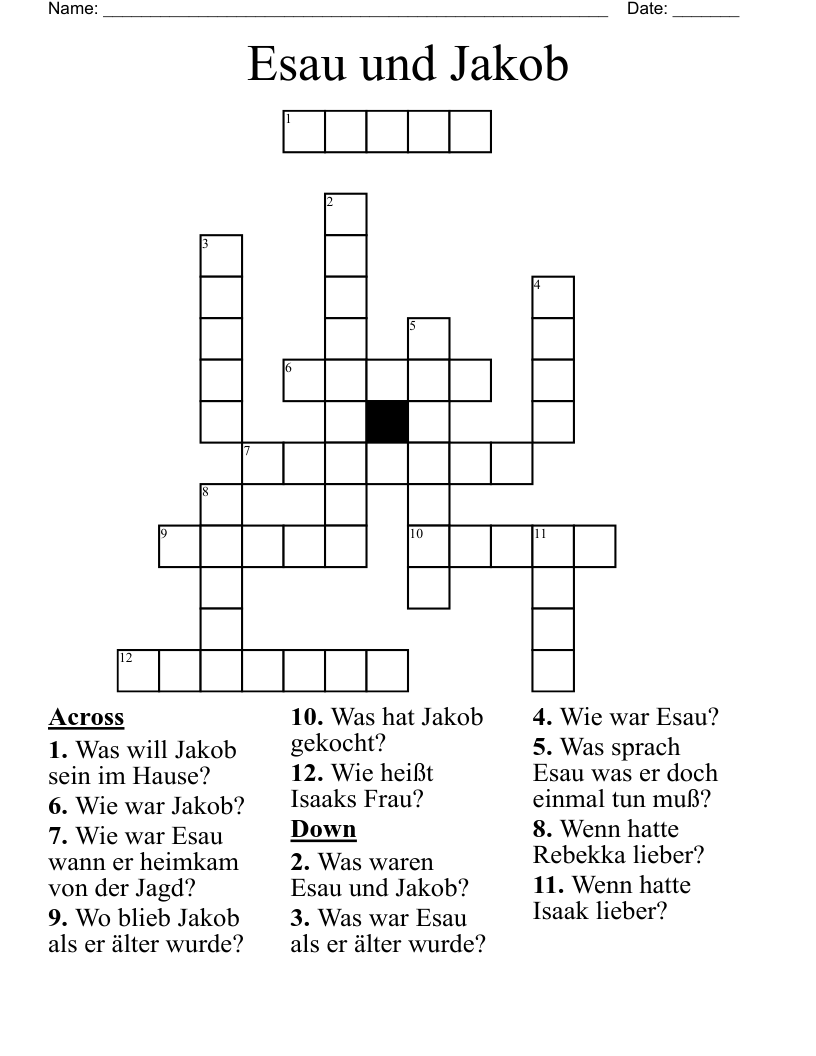 Esau und Jakob Crossword
