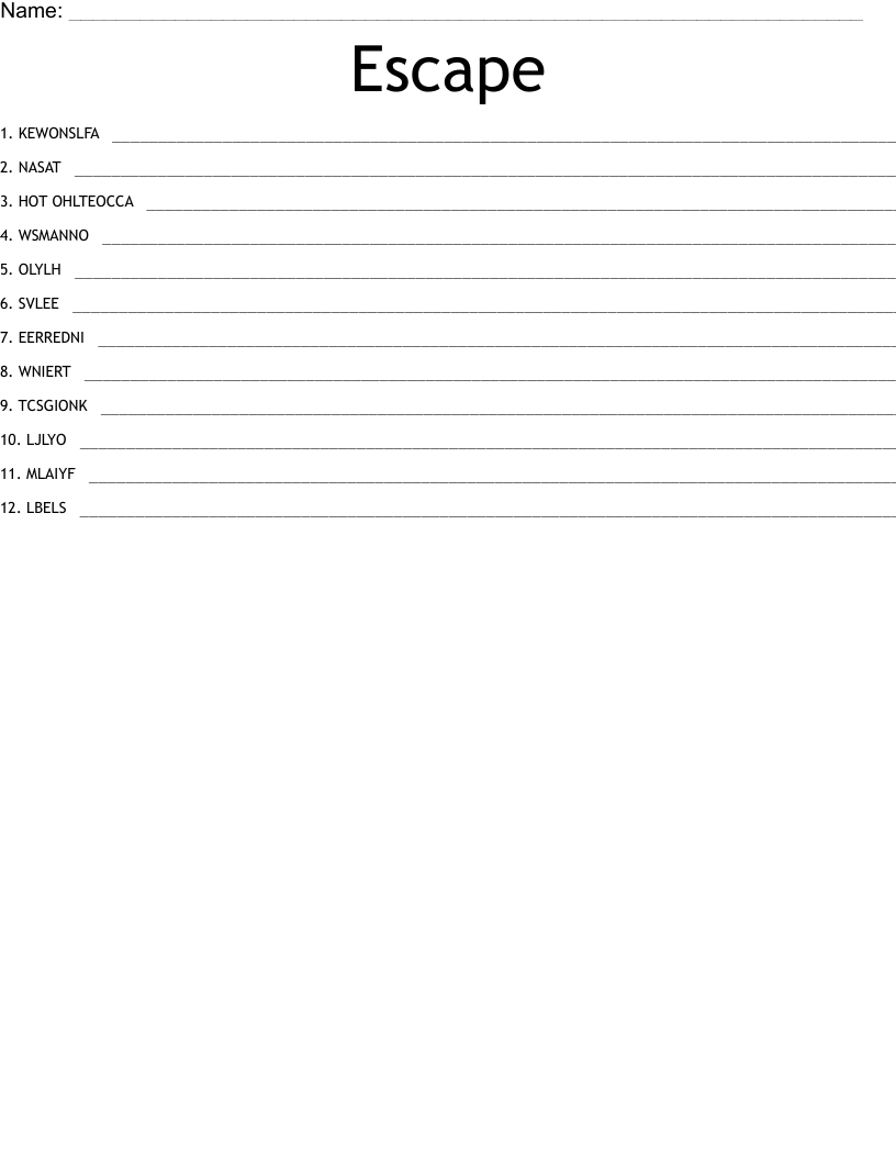 Escape Word Scramble