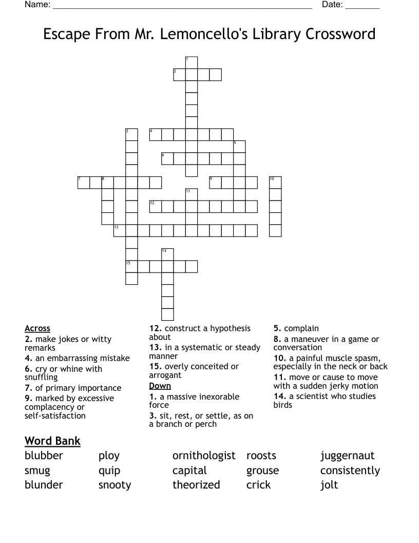 Escape From Mr. Lemoncello's Library Crossword