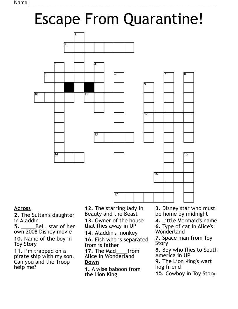Escape From Quarantine! Crossword