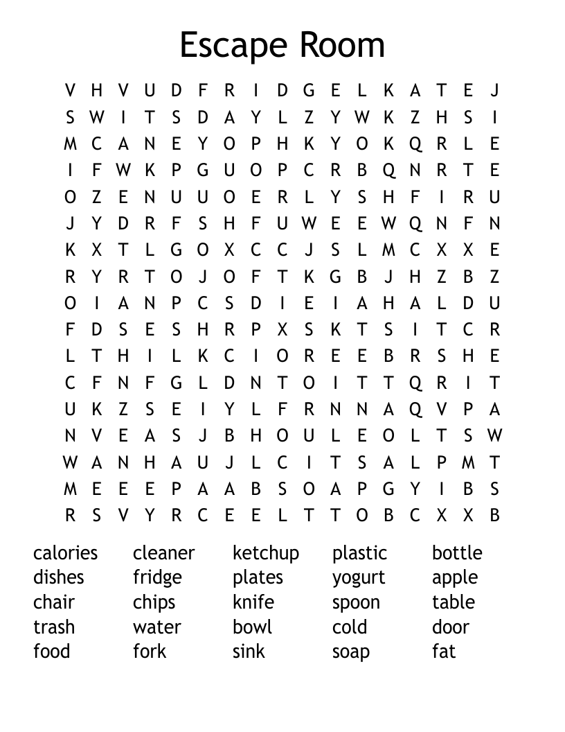 Escape Room Word Search