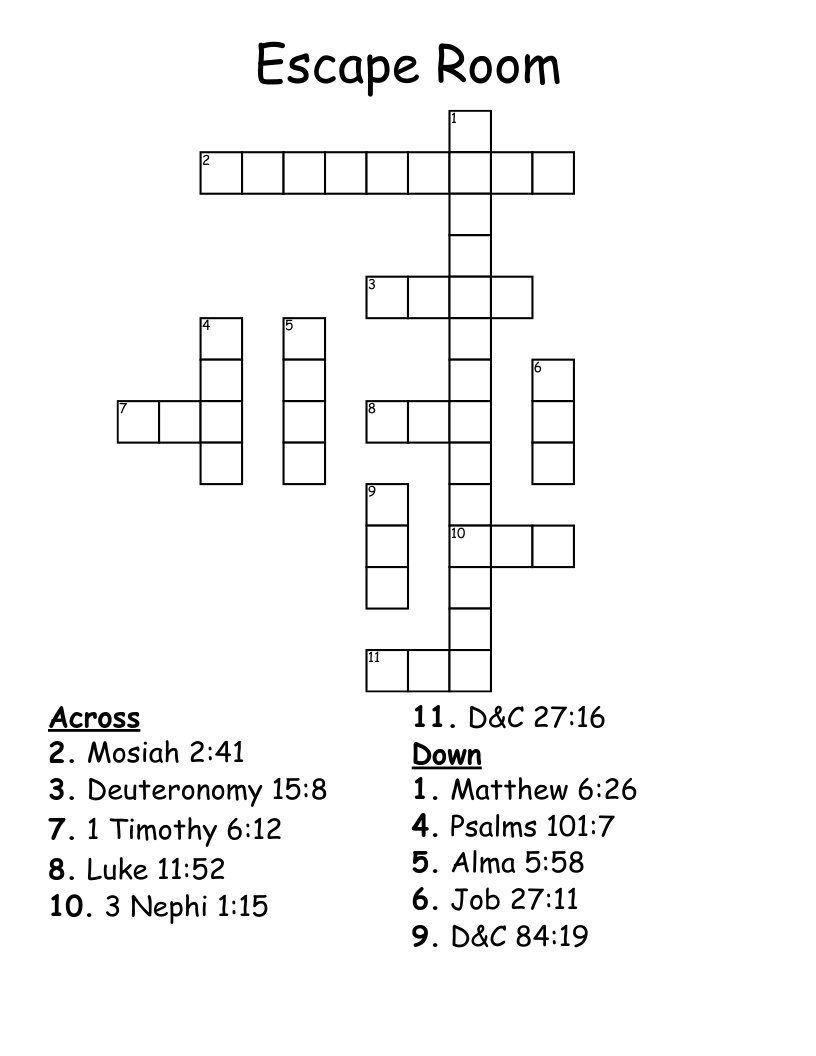 Escape Room Crossword