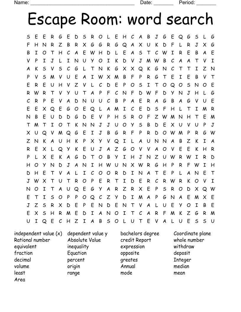 Escape Room: word search