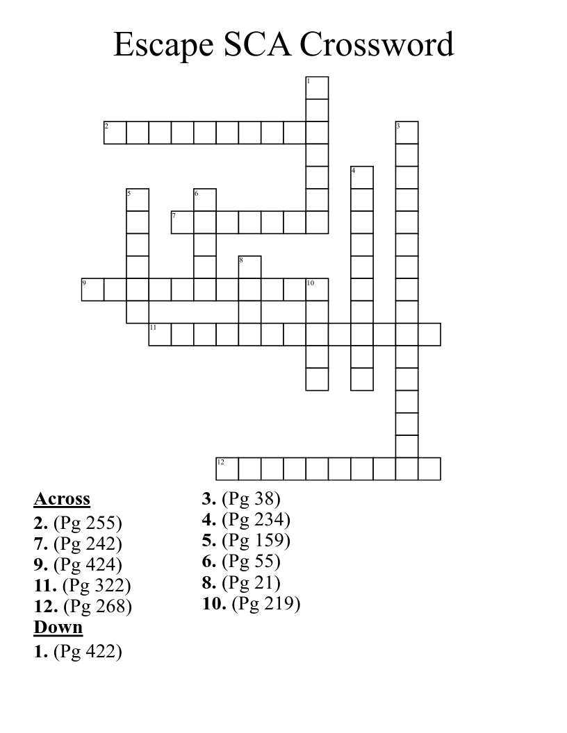 Escape SCA Crossword