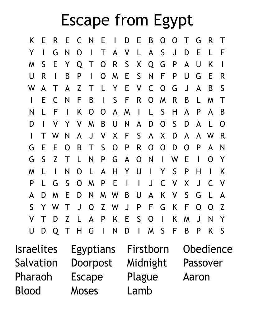 Escape from Egypt Word Search