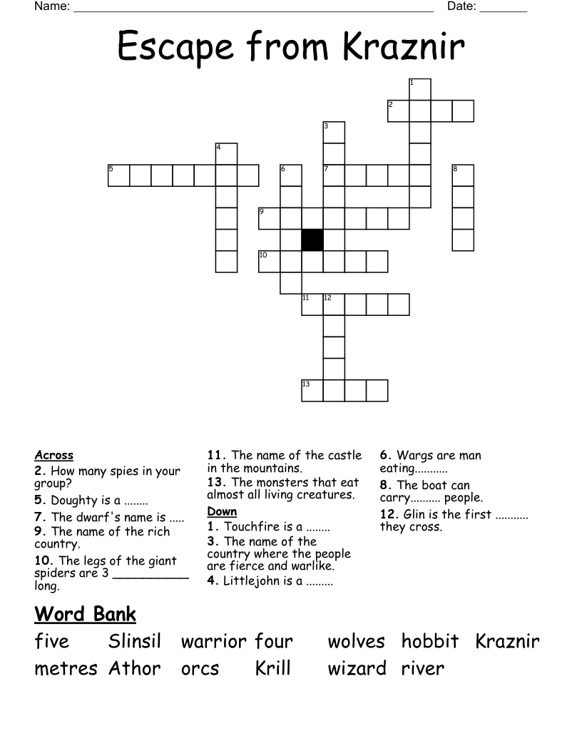 Escape from Kraznir Crossword