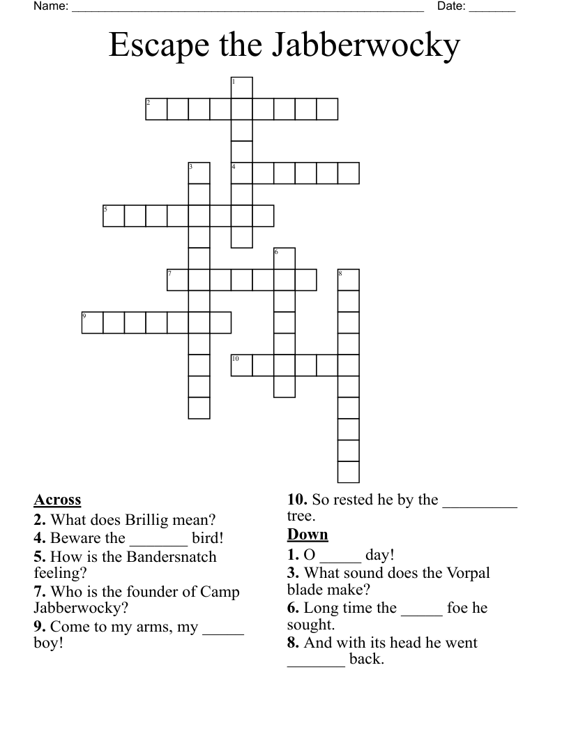 Escape the Jabberwocky Crossword
