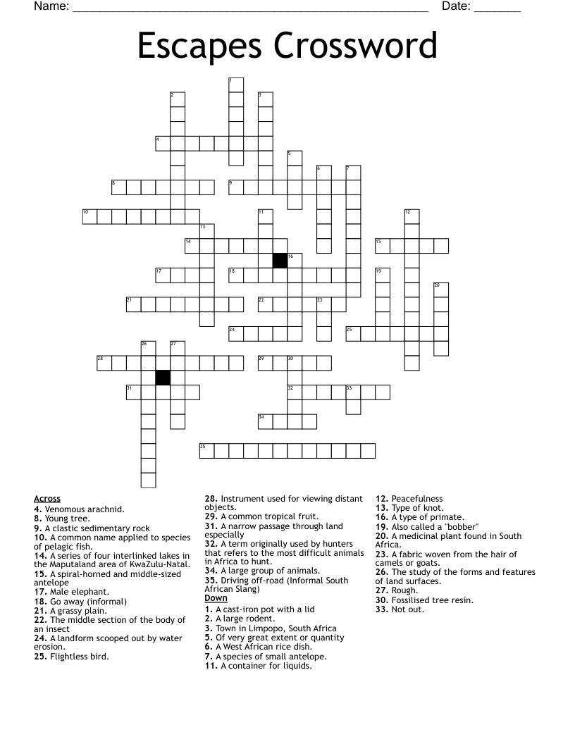 Escapes Crossword