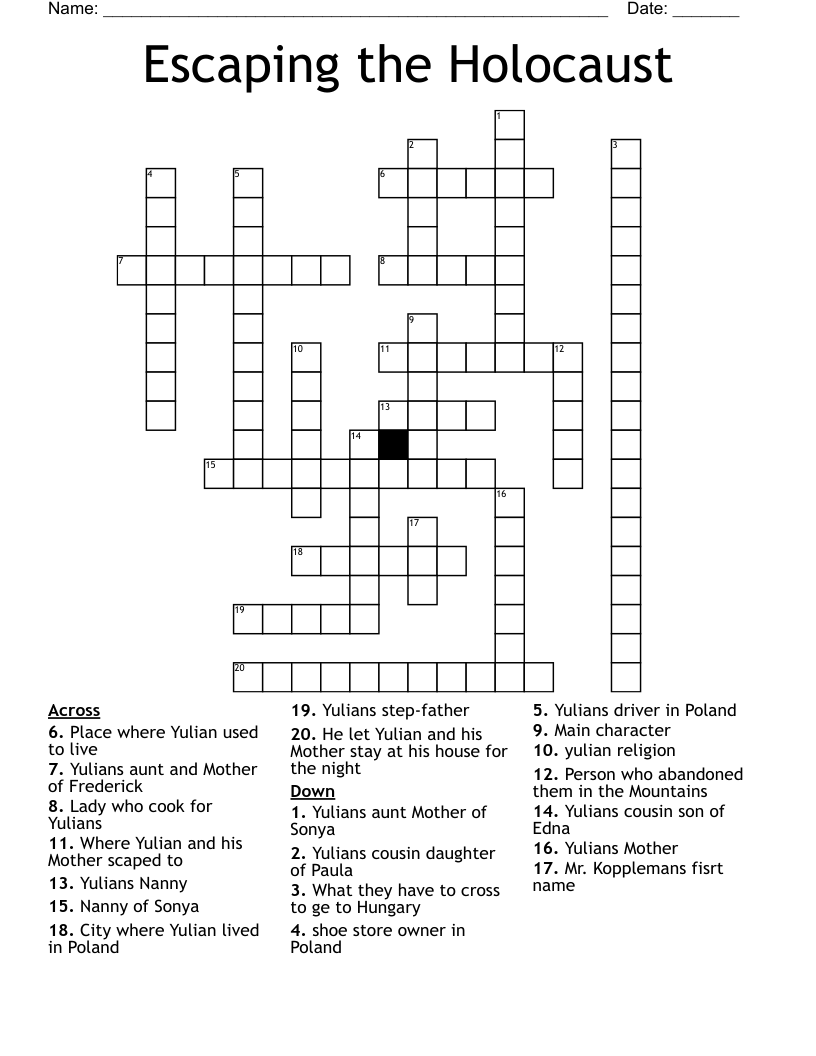 Escaping the Holocaust Crossword