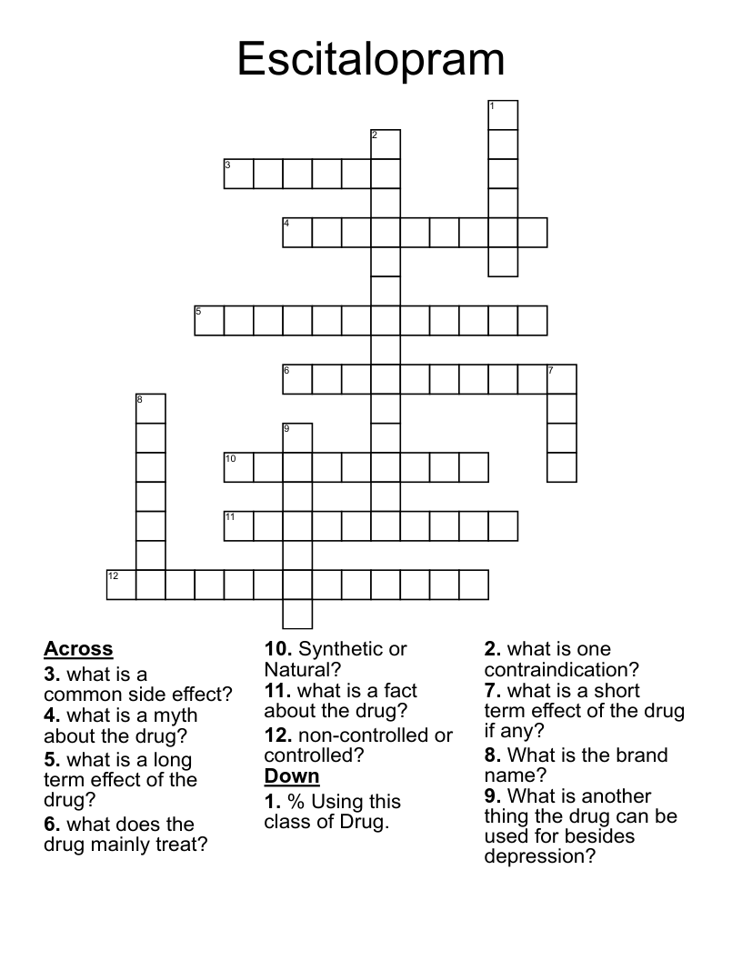 Escitalopram  Crossword