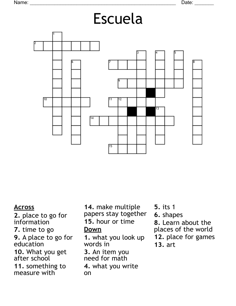 Escuela Crossword