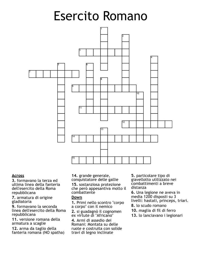 Esercito Romano Crossword
