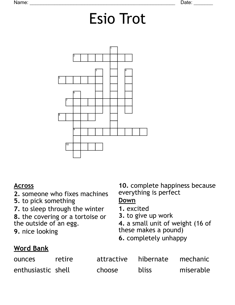 Esio Trot Crossword