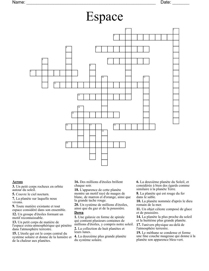 Espace Crossword