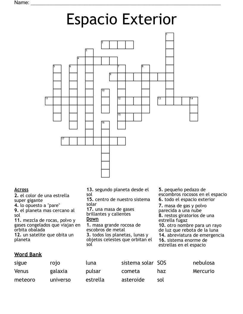 Espacio Exterior Crossword