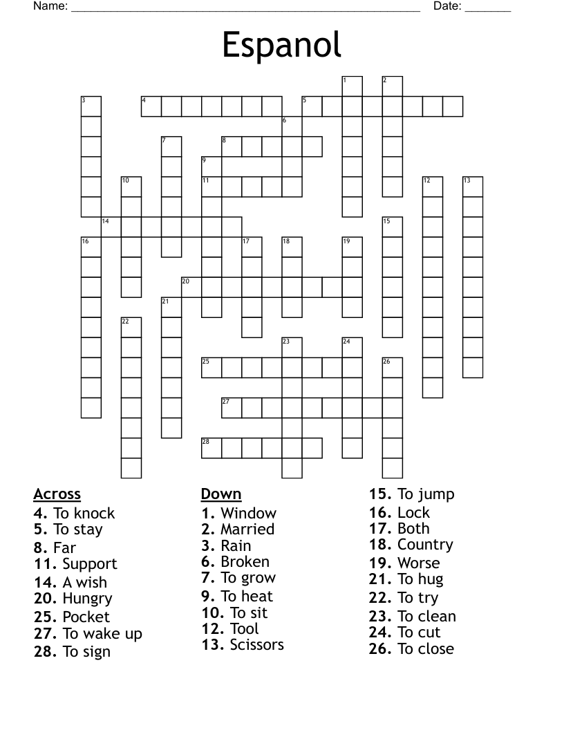 Espanol Crossword