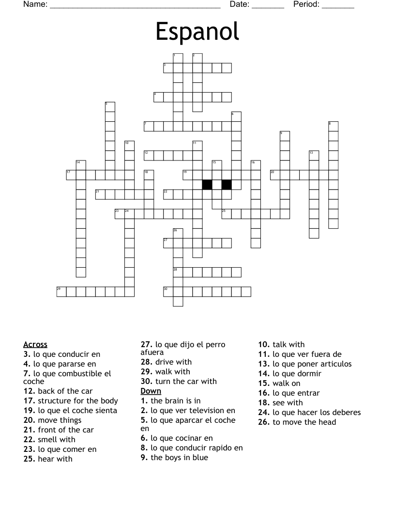 Espanol Crossword