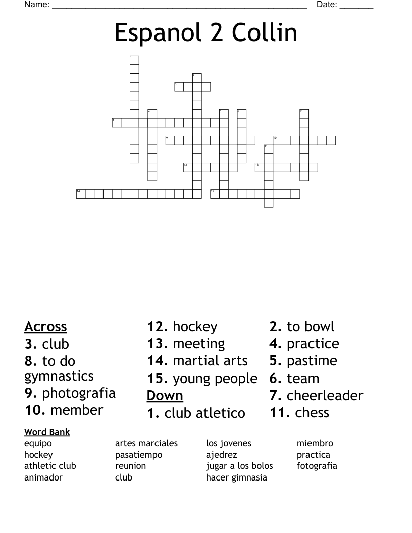 Espanol 2 Collin Crossword
