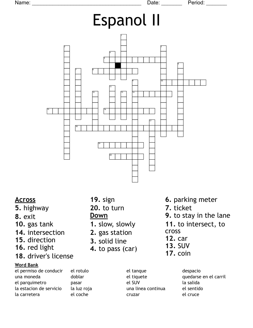 Espanol II Crossword