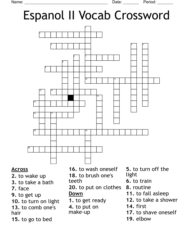 Espanol II Vocab Crossword