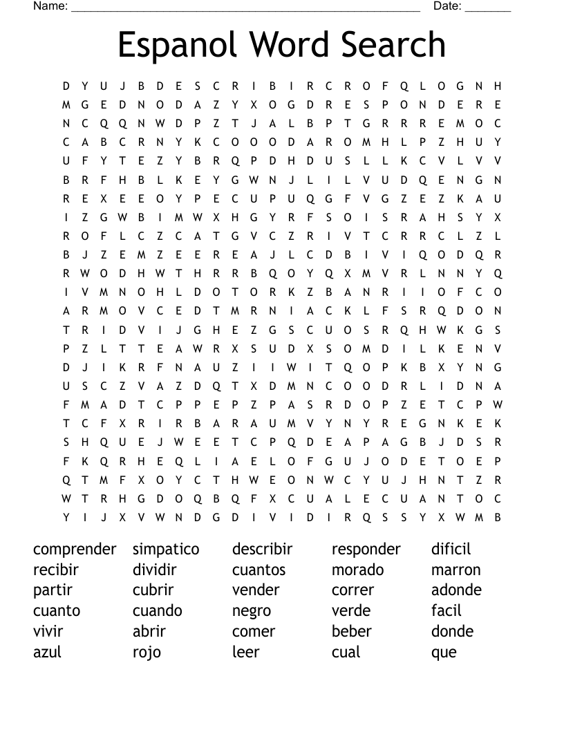 Espanol Word Search