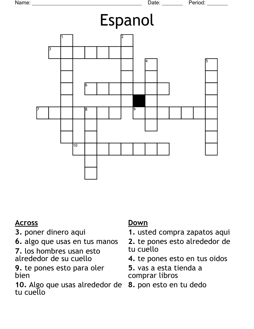 Espanol  Crossword