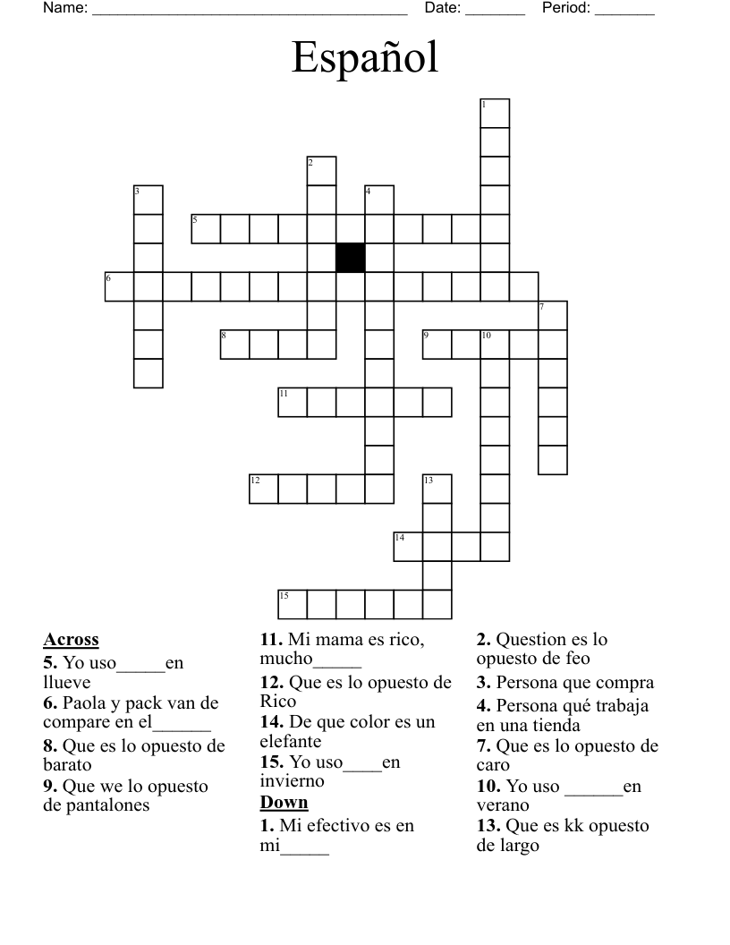 Español Crossword