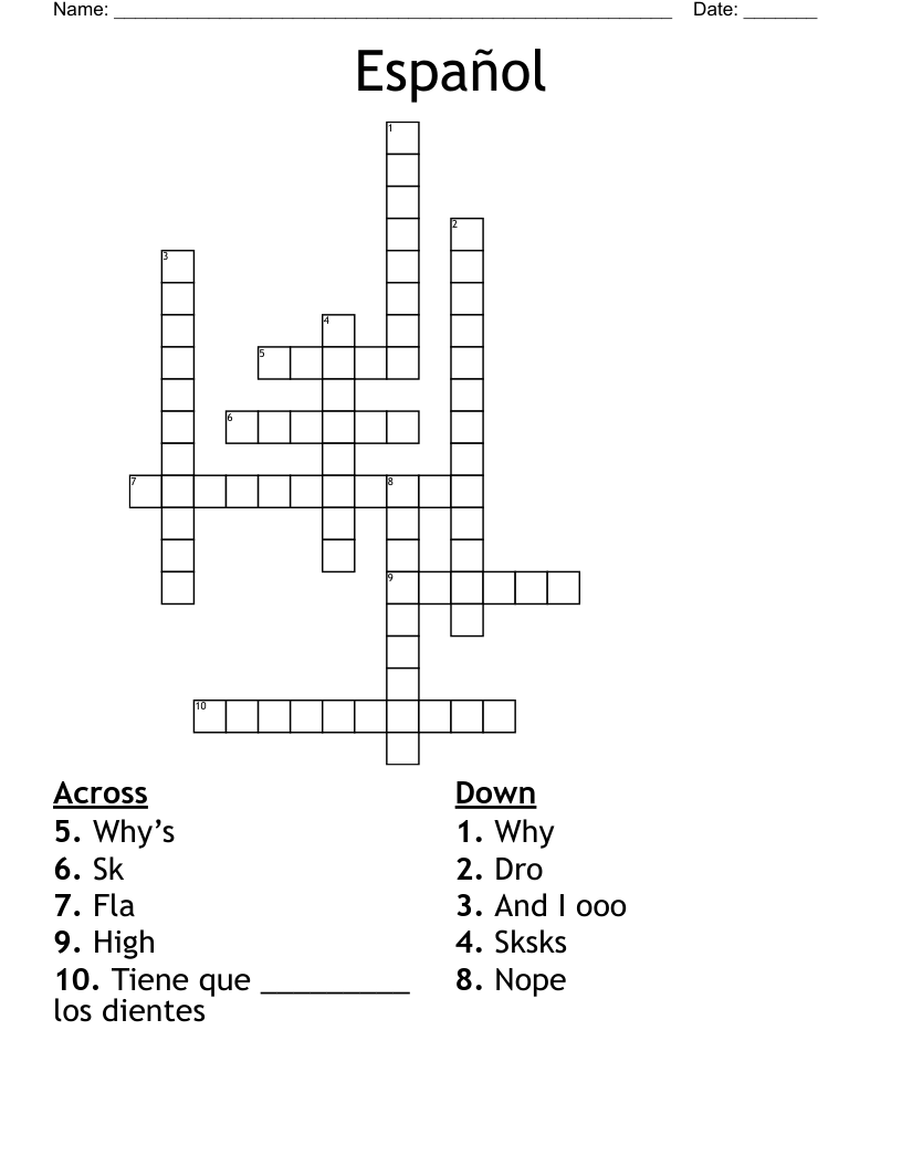 Español Crossword