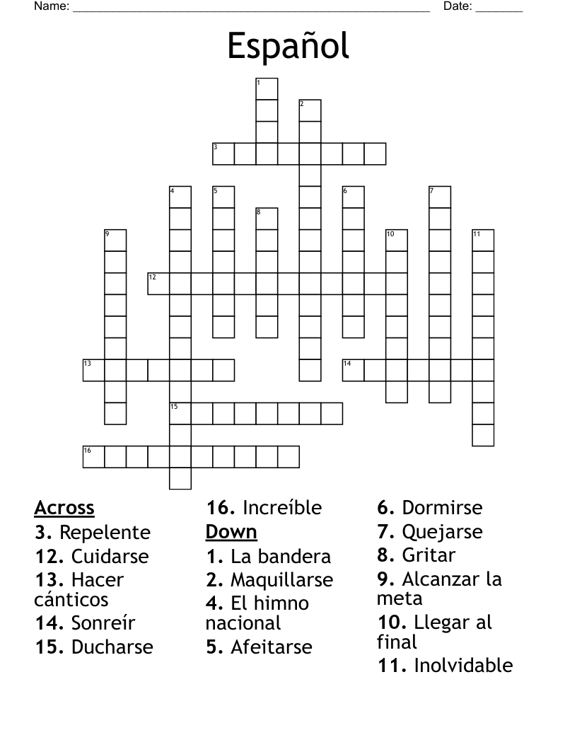 Español Crossword