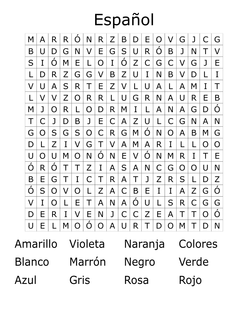 Español Word Search