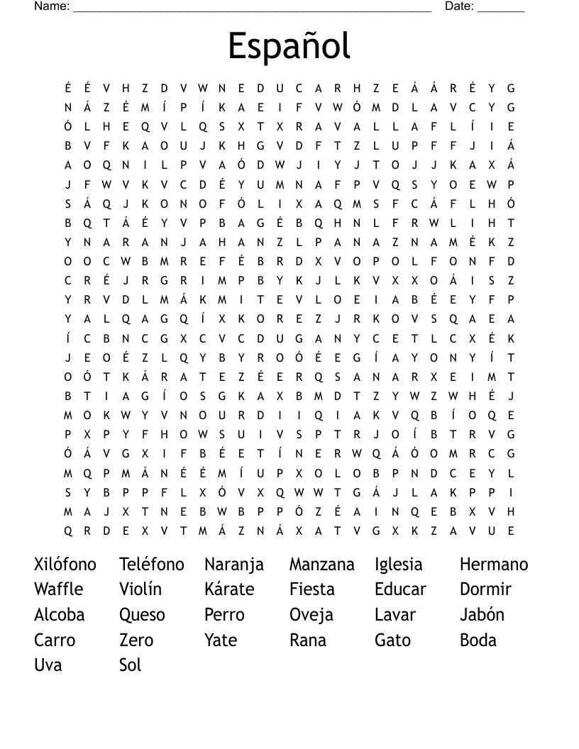 Español Word Search