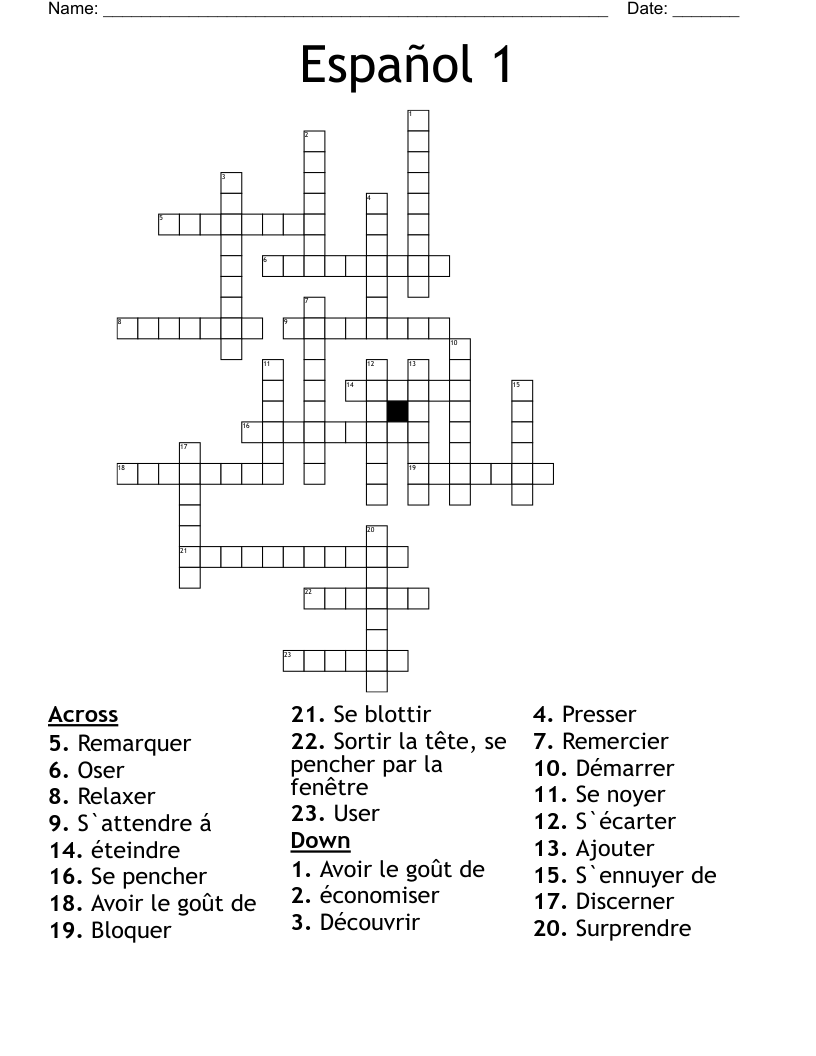 Español 1 Crossword