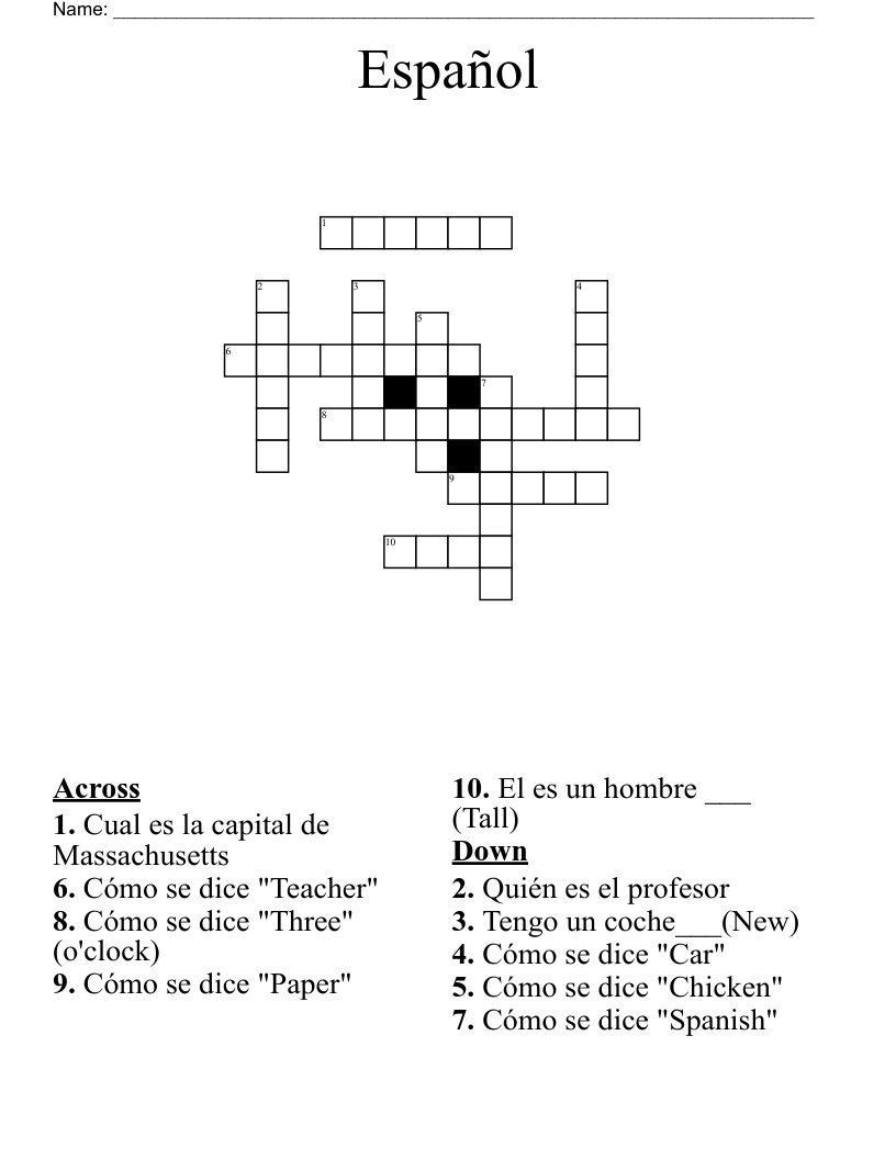 Español Crossword