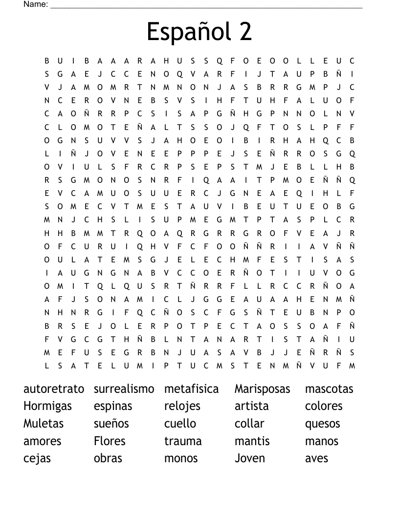 Español 2 Word Search