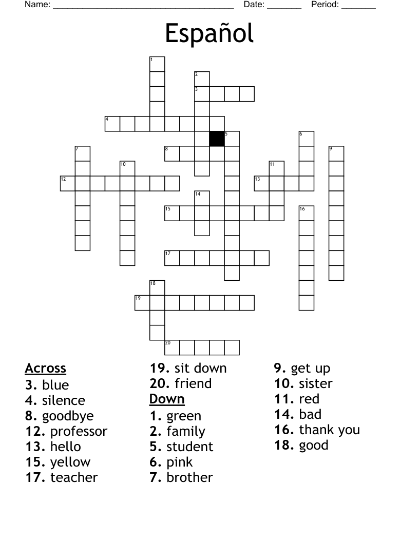 Español Crossword