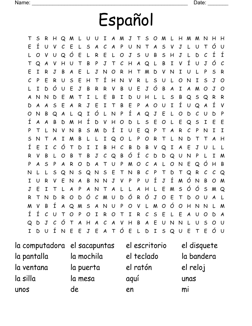 Español Word Search