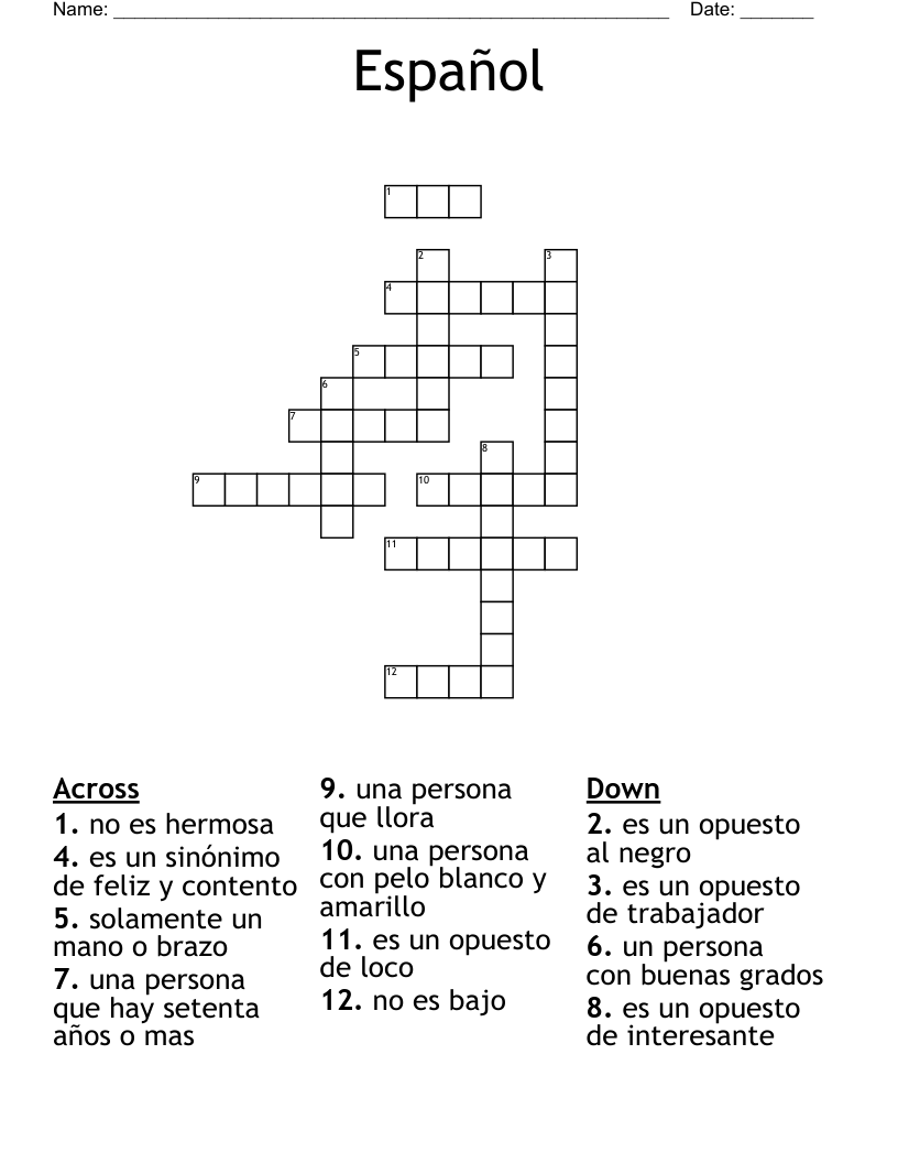 Español Crossword