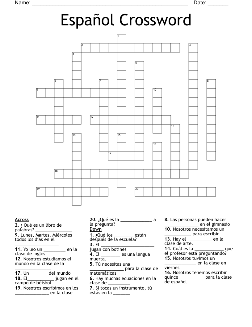 Español Crossword