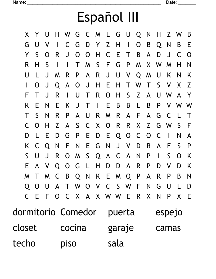 Español III Word Search