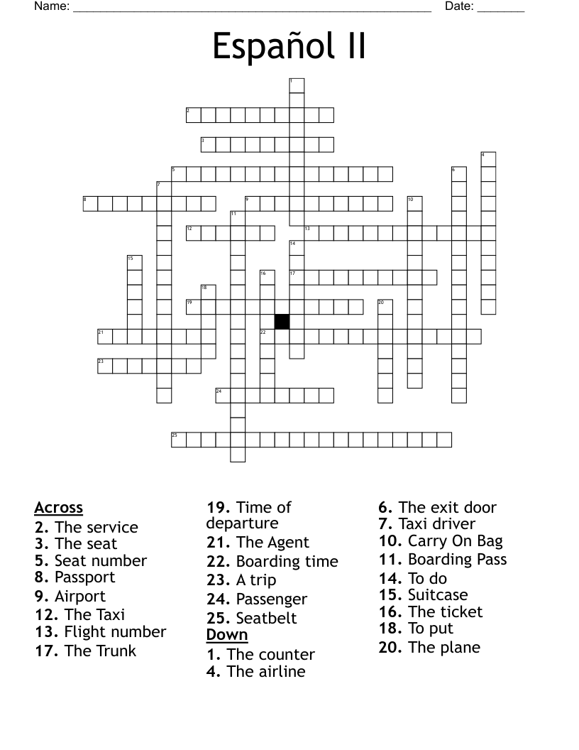 Español II Crossword