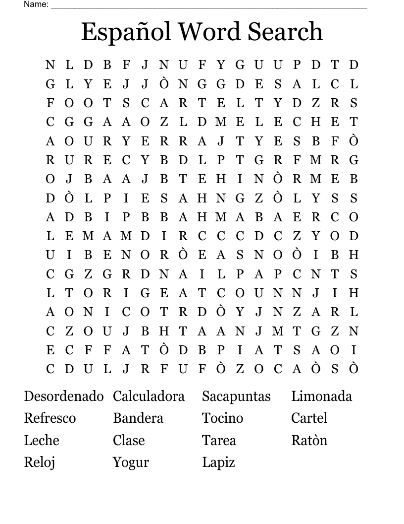 Español Word Search