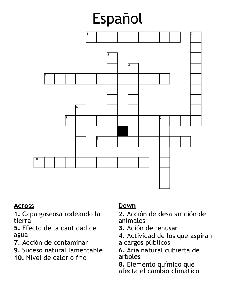 Español  Crossword