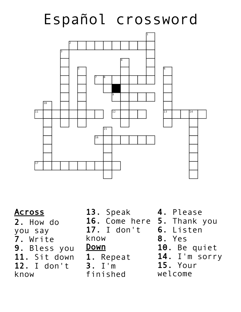 Español crossword