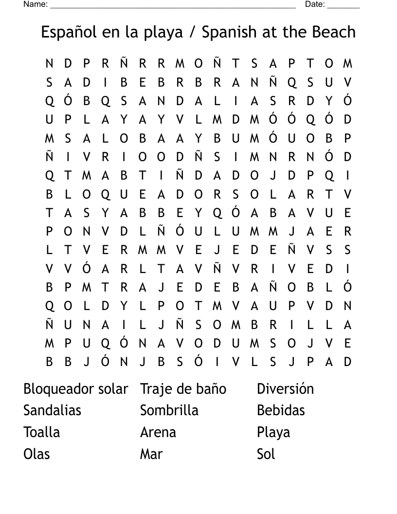 Español en la playa / Spanish at the Beach