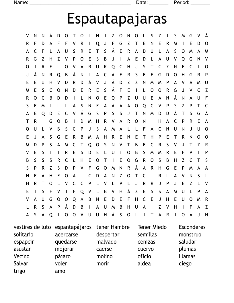 Espautapajaras Word Search