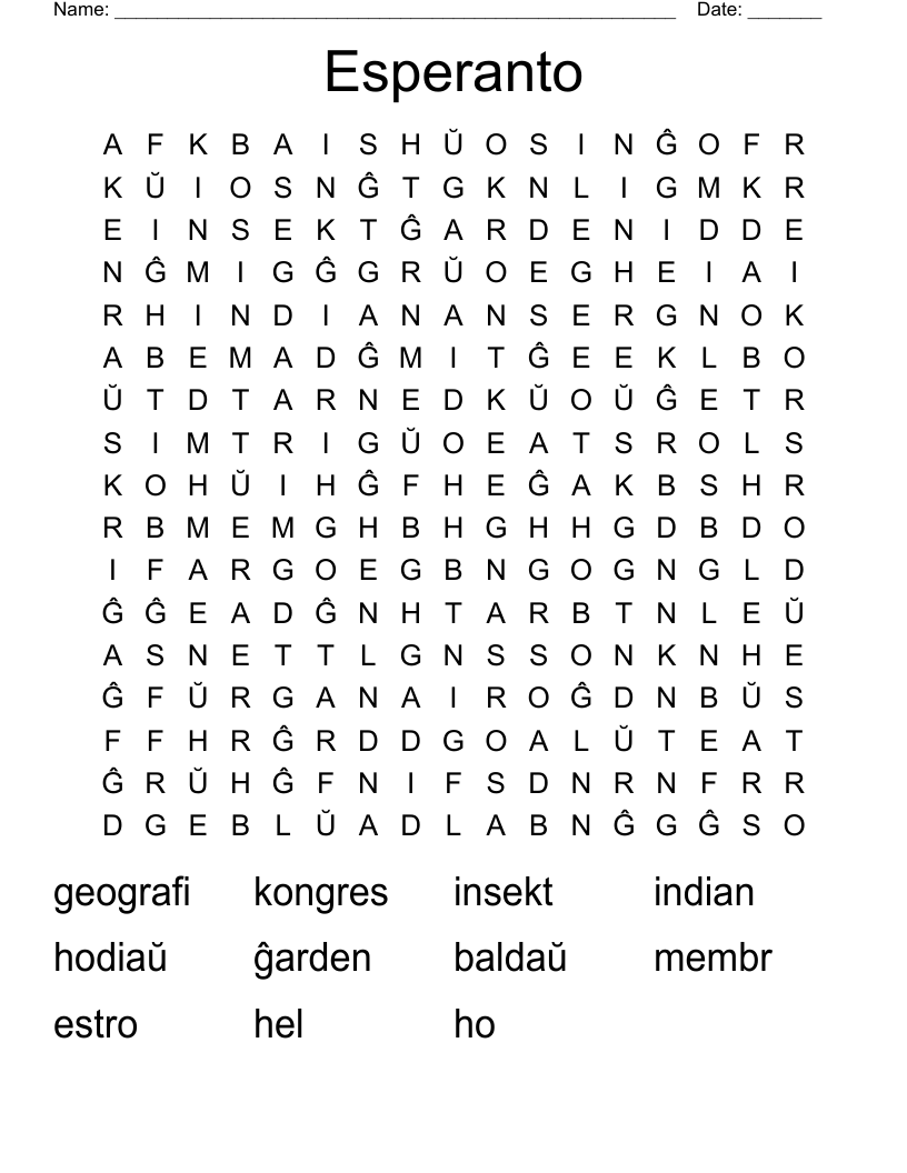 Esperanto  Word Search