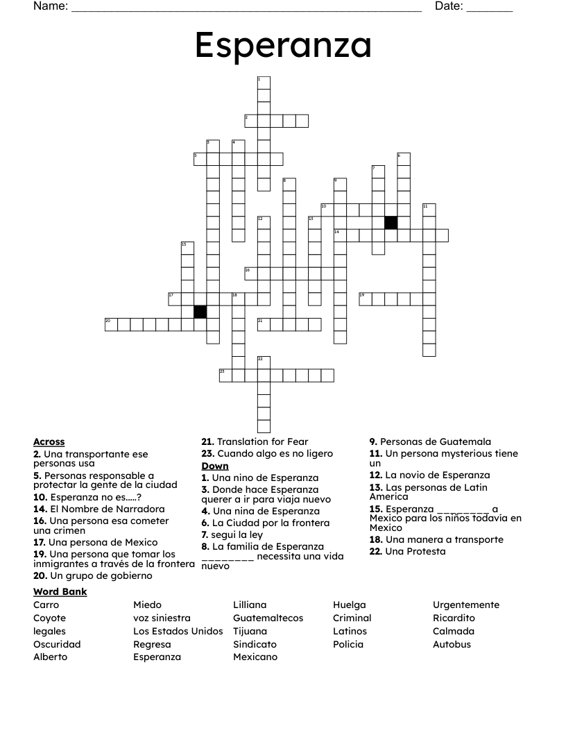 Esperanza Crossword