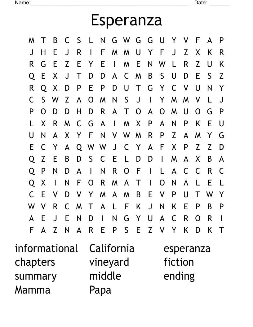 Esperanza Word Search
