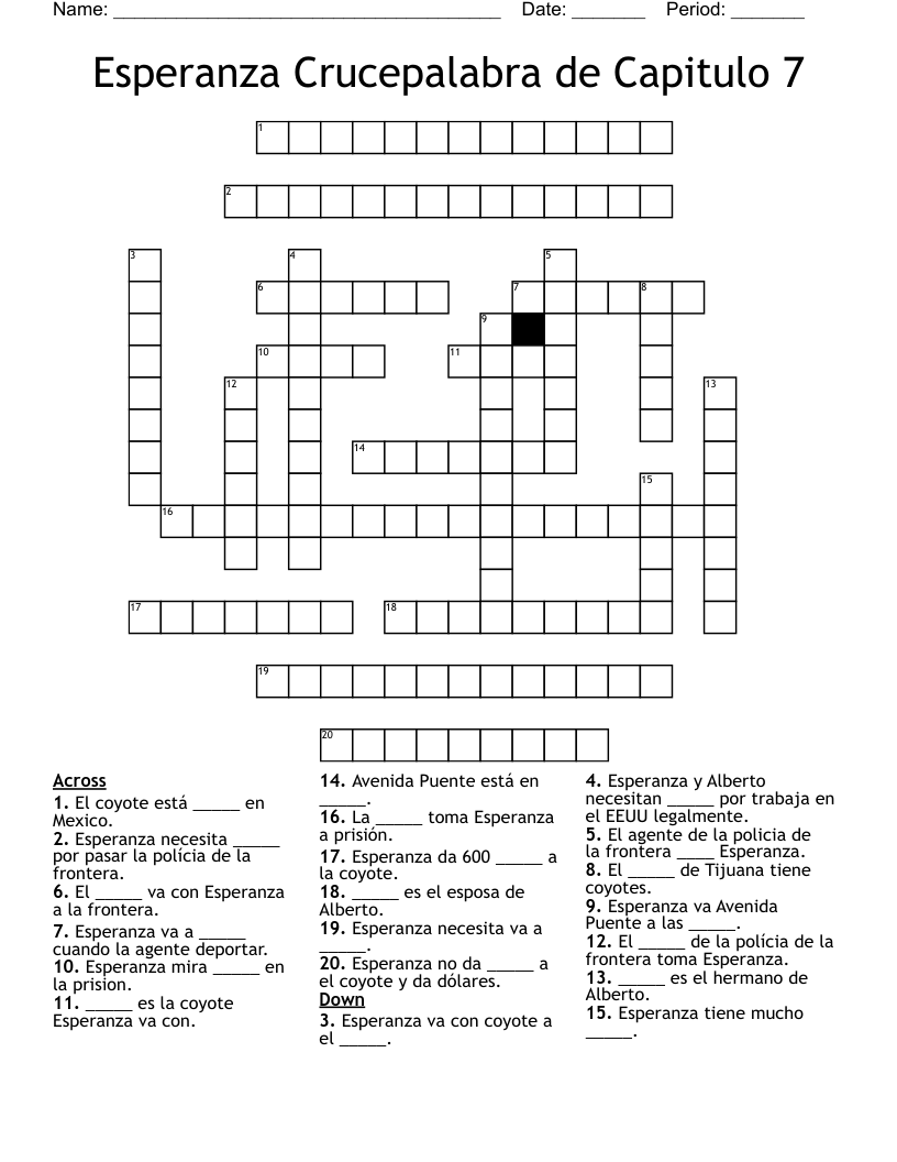 Esperanza Crucepalabra de Capitulo 7 Crossword